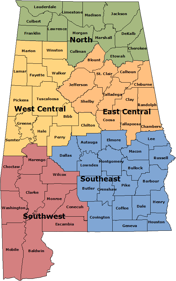 State map with defined regions