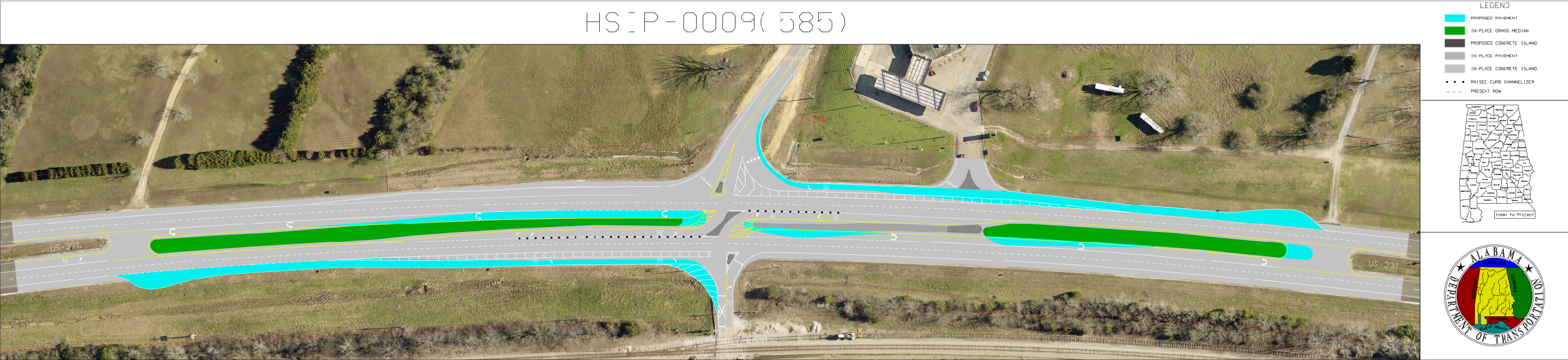 Map or the RCUT intersection that will be constructed at Hobbie Road and Butler Mill Road on US-331