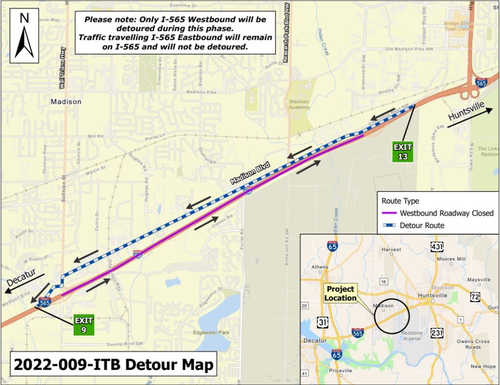 I-565 nighttime detours planned for Exit 10 work - ALDOT News Hub