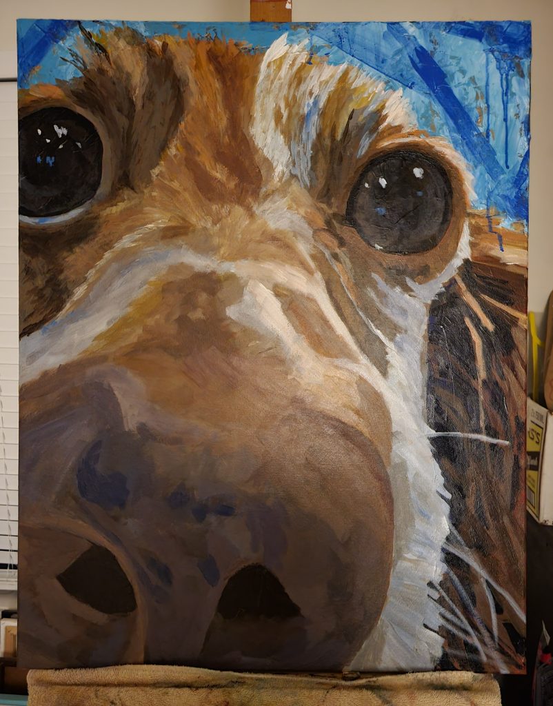 Painting of a dog by ALDOT employee Chris Blackwood