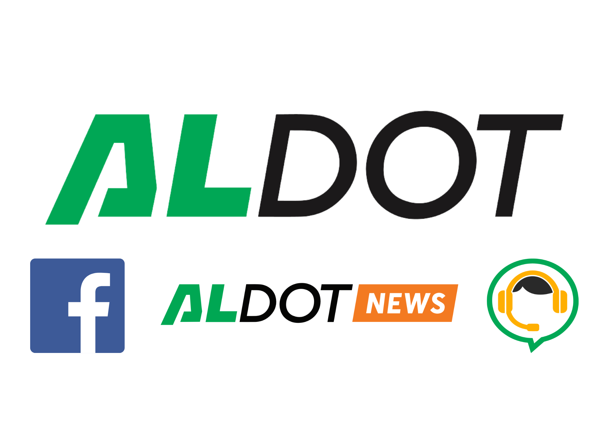 ALDOT logo with facebook logo, ALDOTNews logo, and report a concern logo below