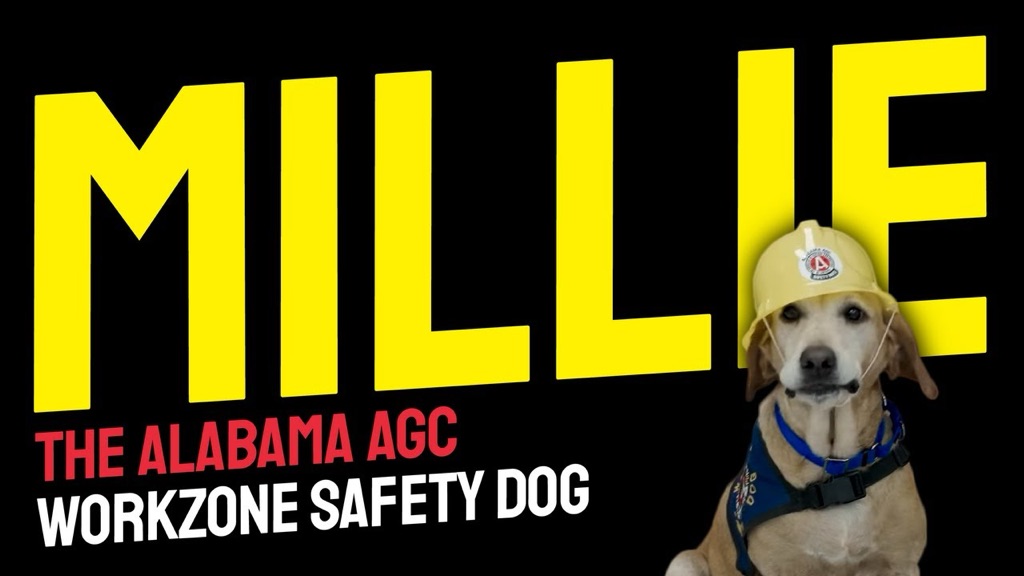 Millie the Alabama AGC Workzone Safety Dog billboard