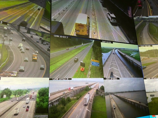 A view of traffic cameras on a screen