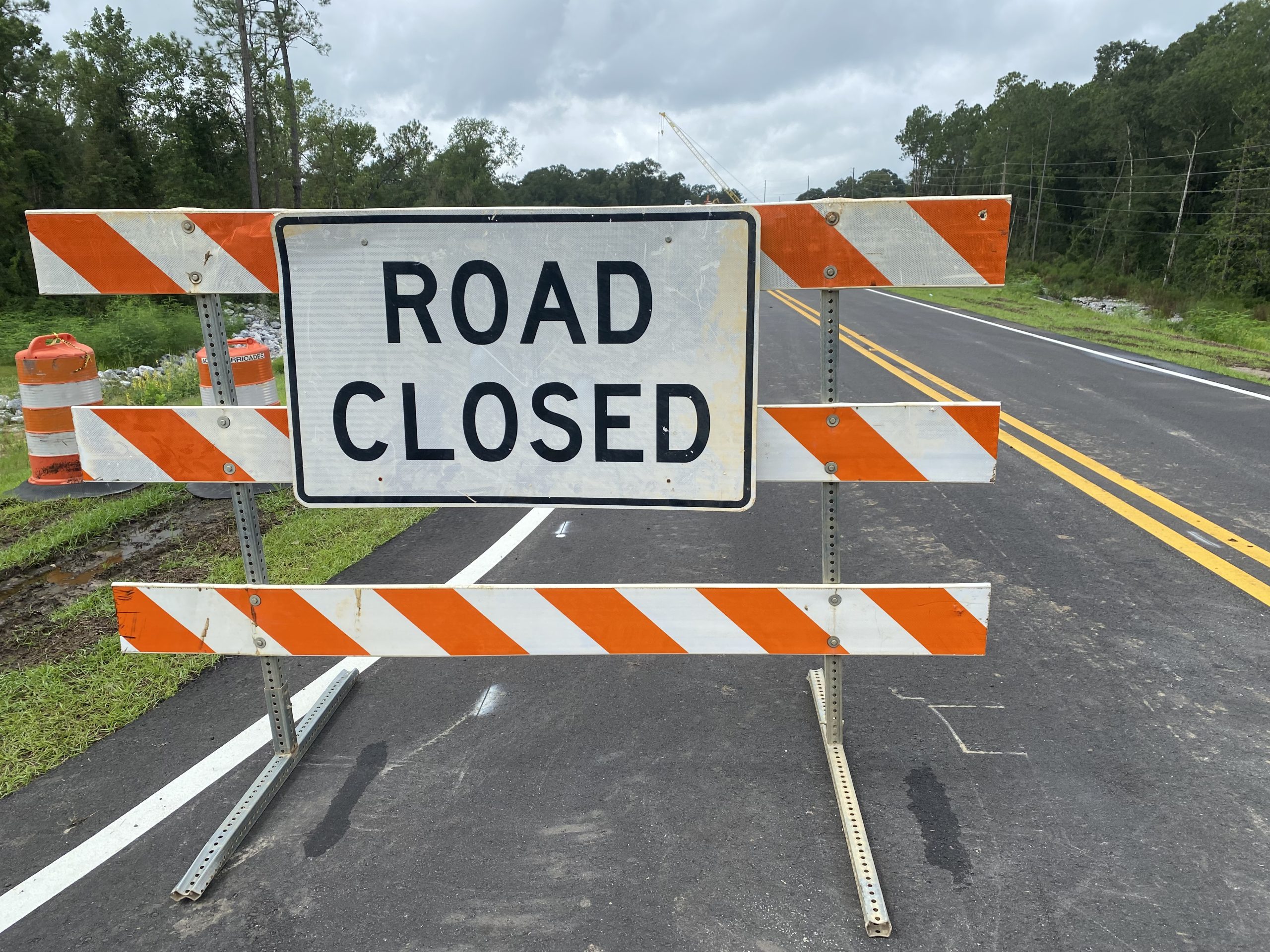 Road Closure sign on rural Alabama highway