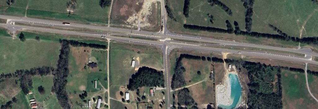 Aerial view of the R-Cut on SR-80 and SR-25 in Faunsdale, Alabama