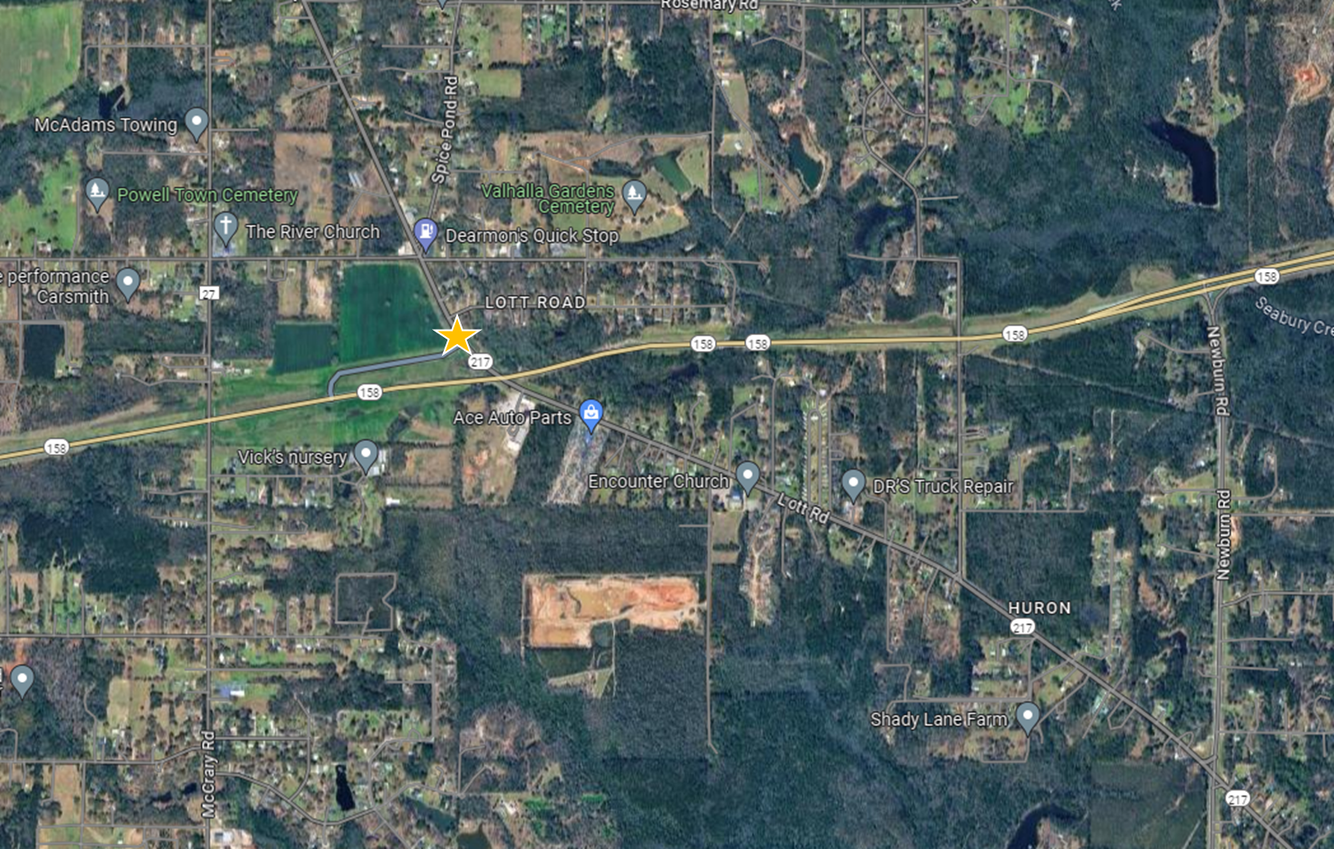 Map of new traffic signal at Lott Rd and SR 158 in Mobile