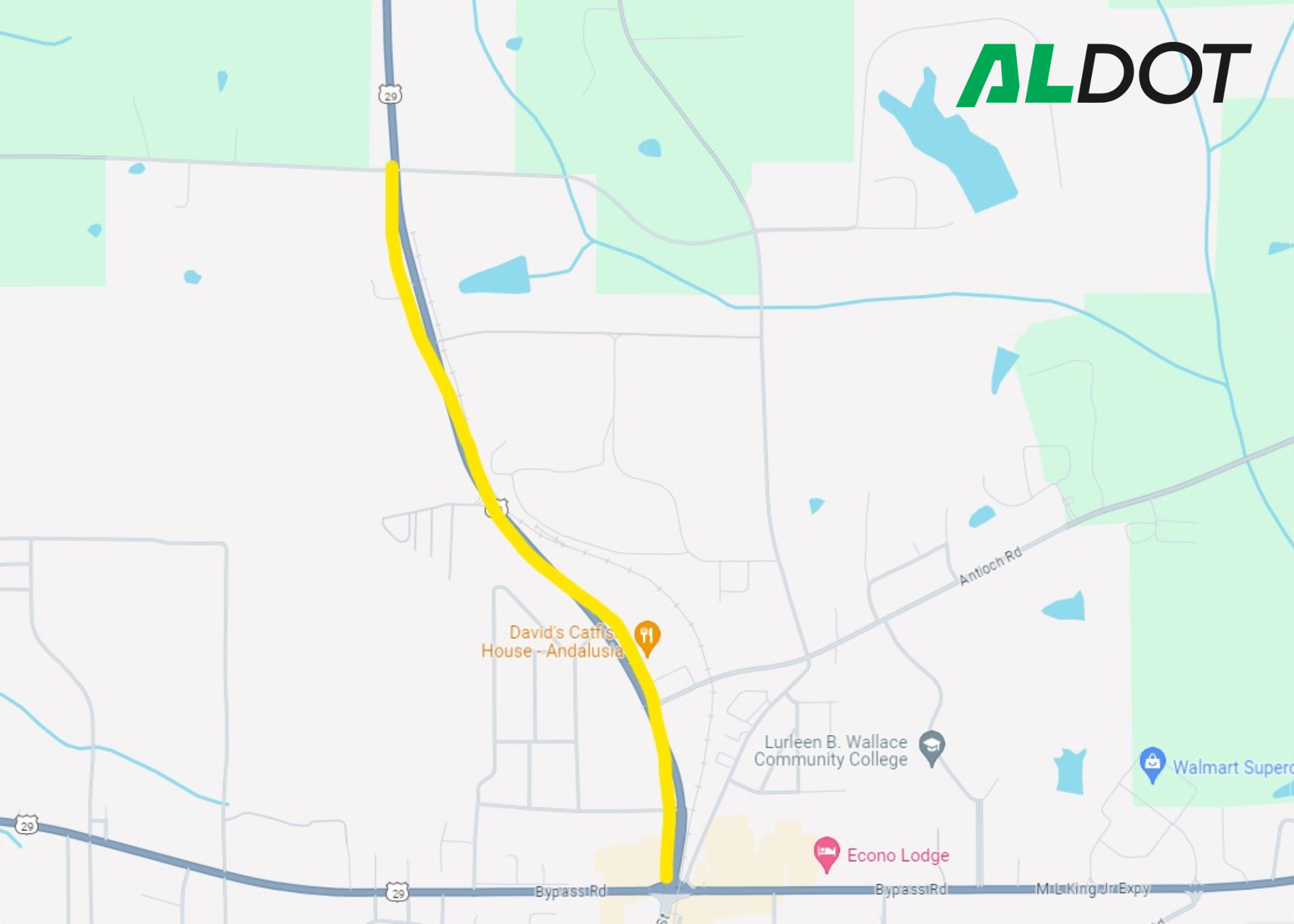 Map of US-29 resurfacing