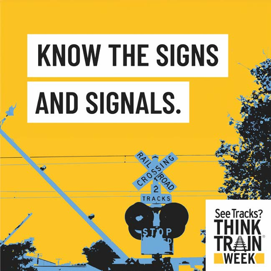 Illustration of railroad crossing with warning lights and cross bars moving.