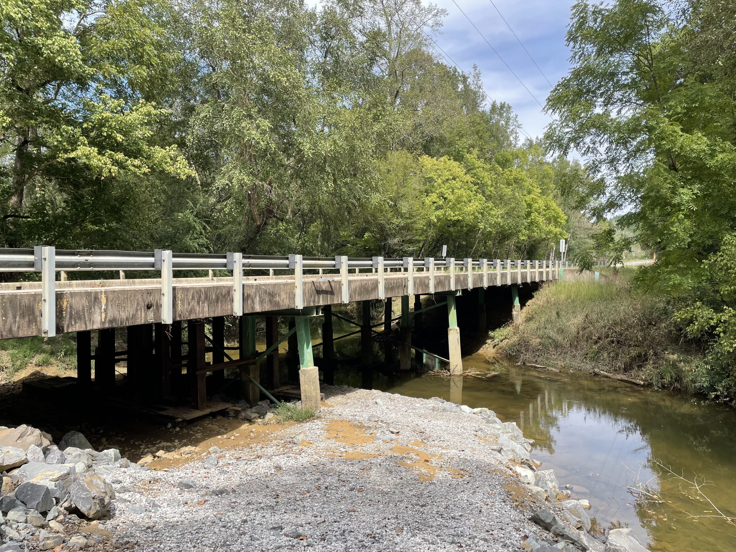 A bridge over a creek.