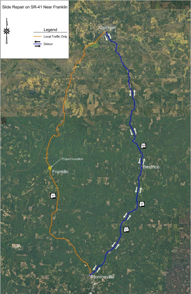 Map of the SR-41 detour