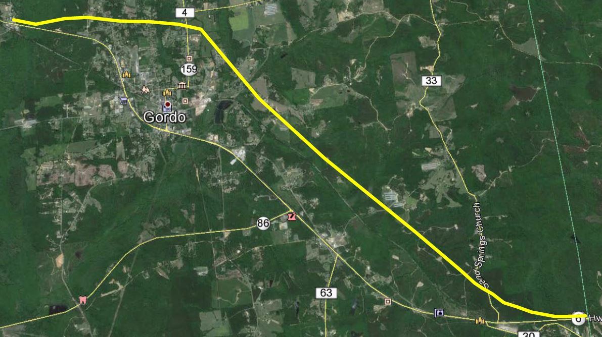 A map of the Gordo Bypass.