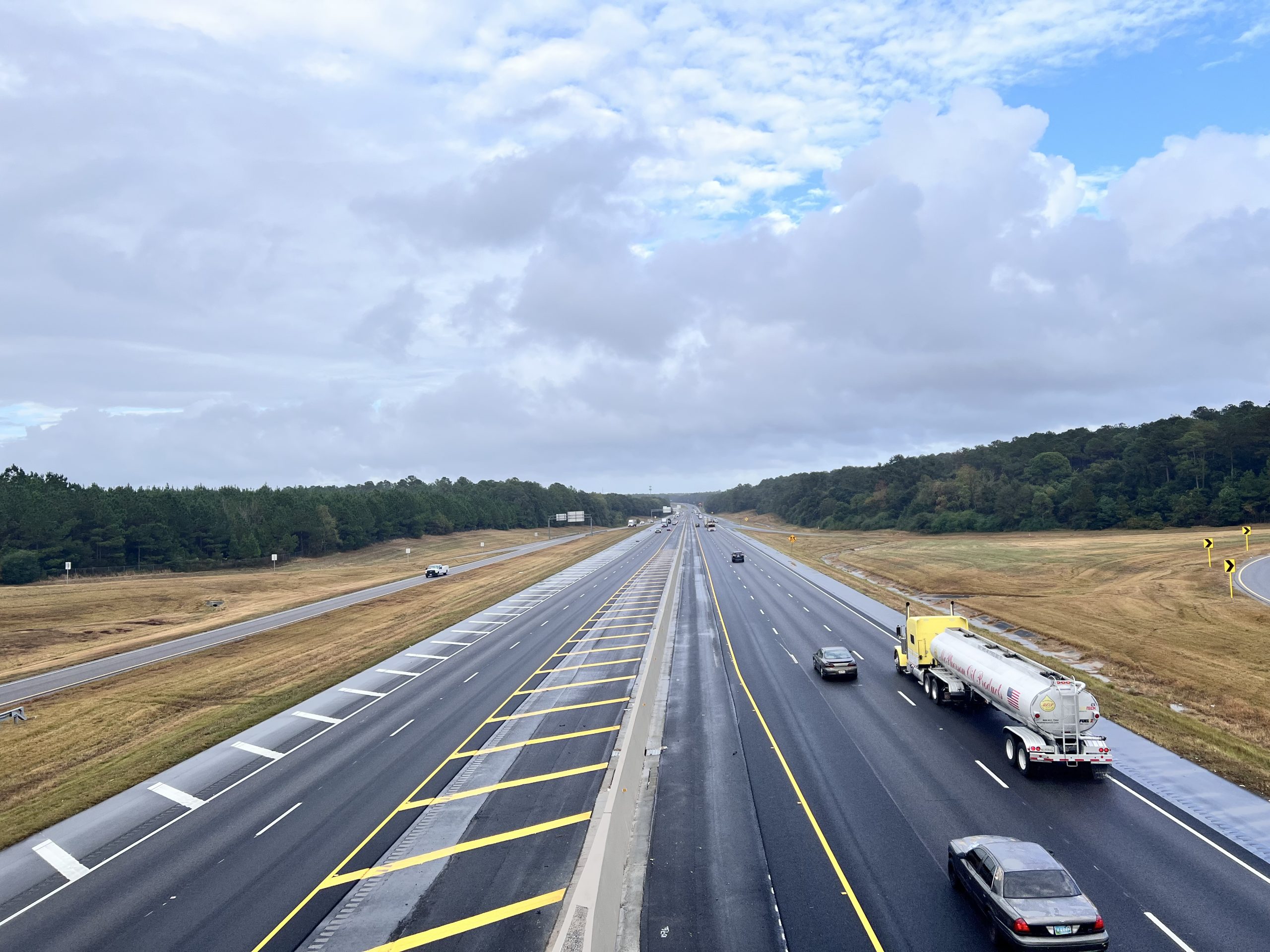 Overpass view of I-10 expansion in Mobile County