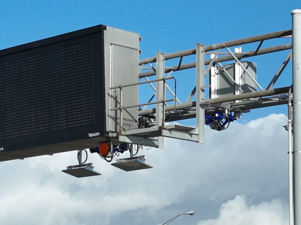 Image of traffic data gathering equipment installed above I-10 Bayway Mobile