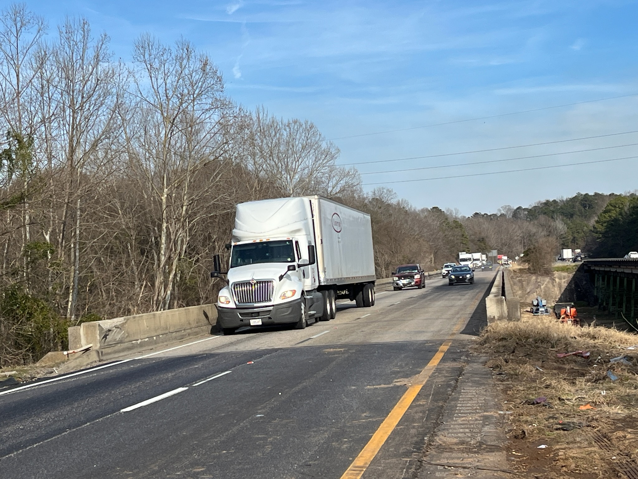 Traffic on I-85 South in Macon County near Exit 38.