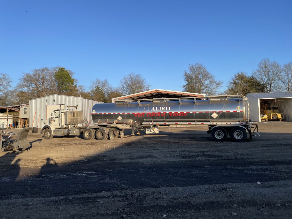 Tanker truck with ALDOT West Central Region on it