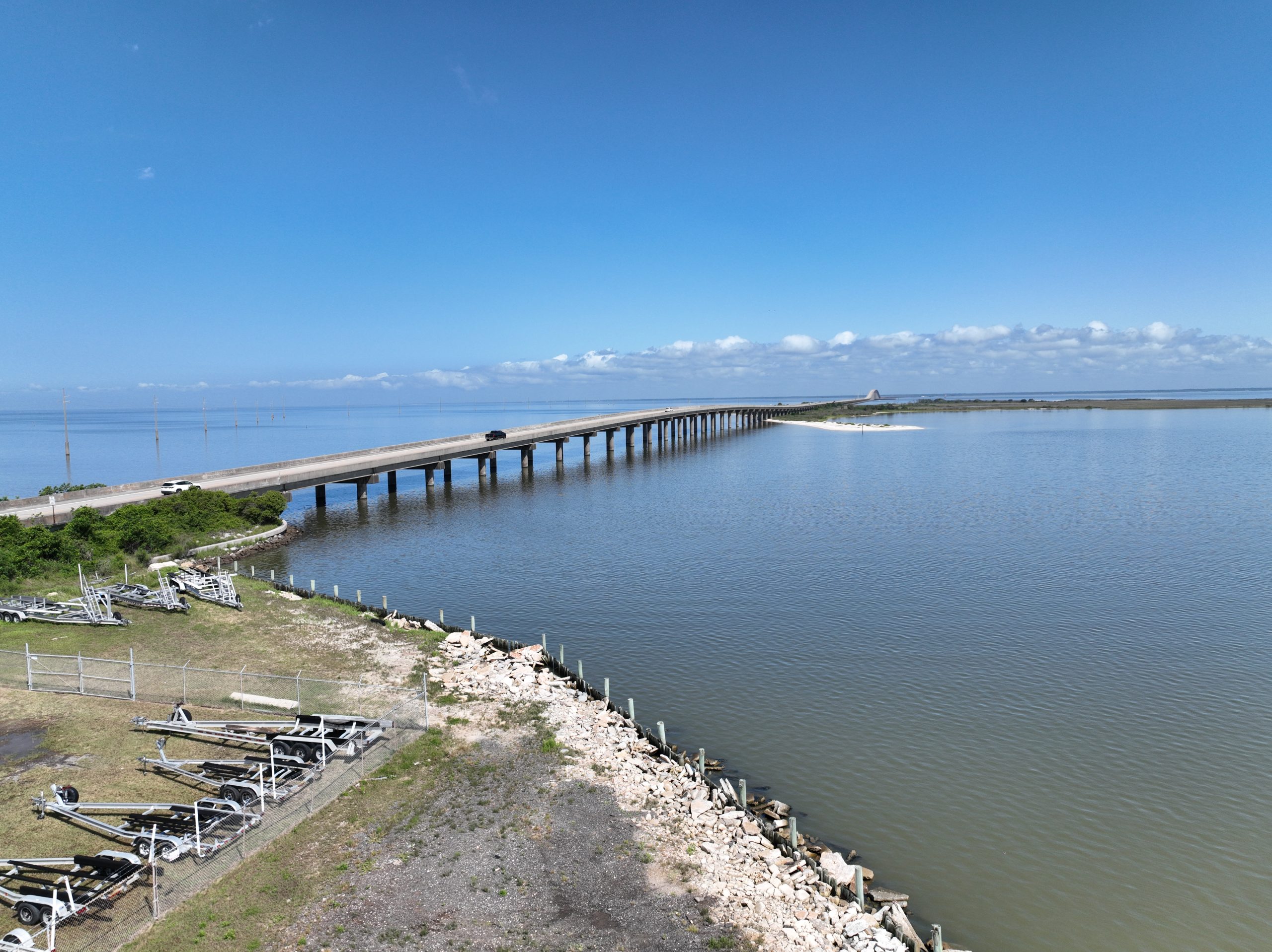 Aerial View Dauphin Island Bridge in Mobile County