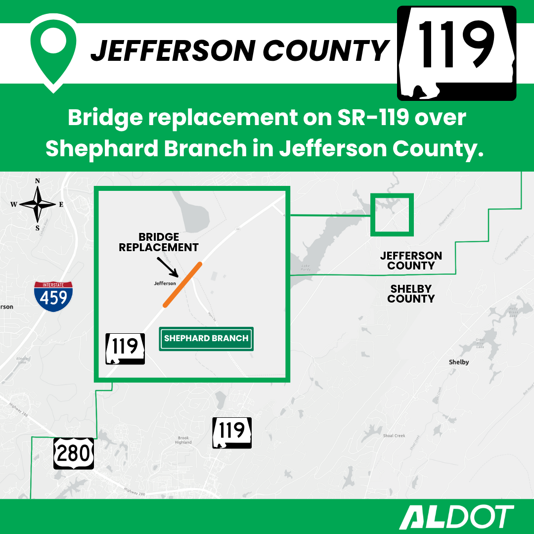 Bridge replacement on SR-119 over Shephard Branch.