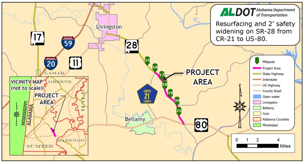 ALDOT to resurface portion of SR-28 in Sumter County - ALDOT News Hub