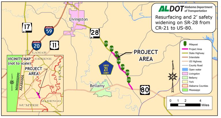 ALDOT to resurface portion of SR-28 in Sumter County - ALDOT News Hub
