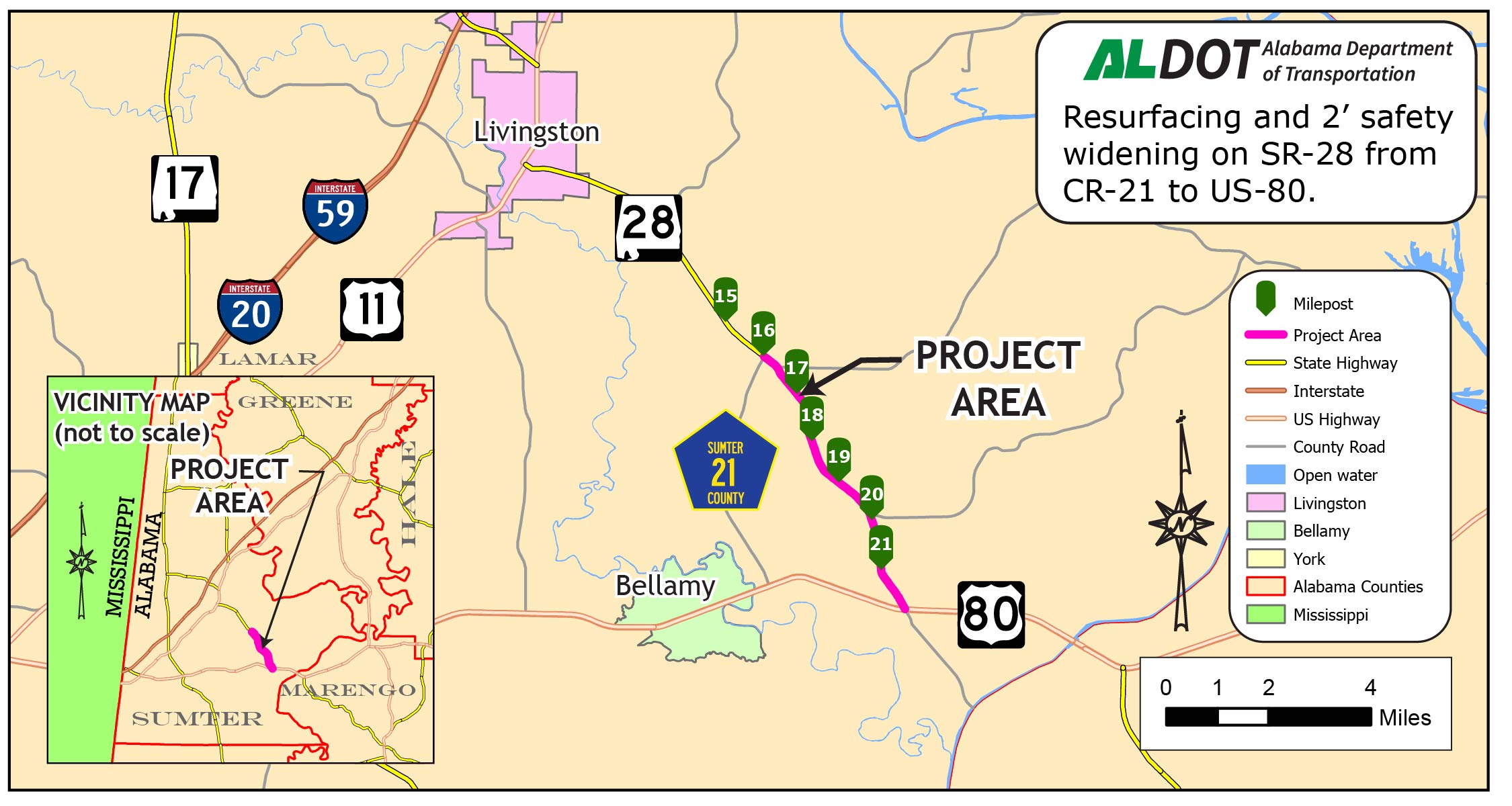 SR-28 resurfacing map in Sumter County
