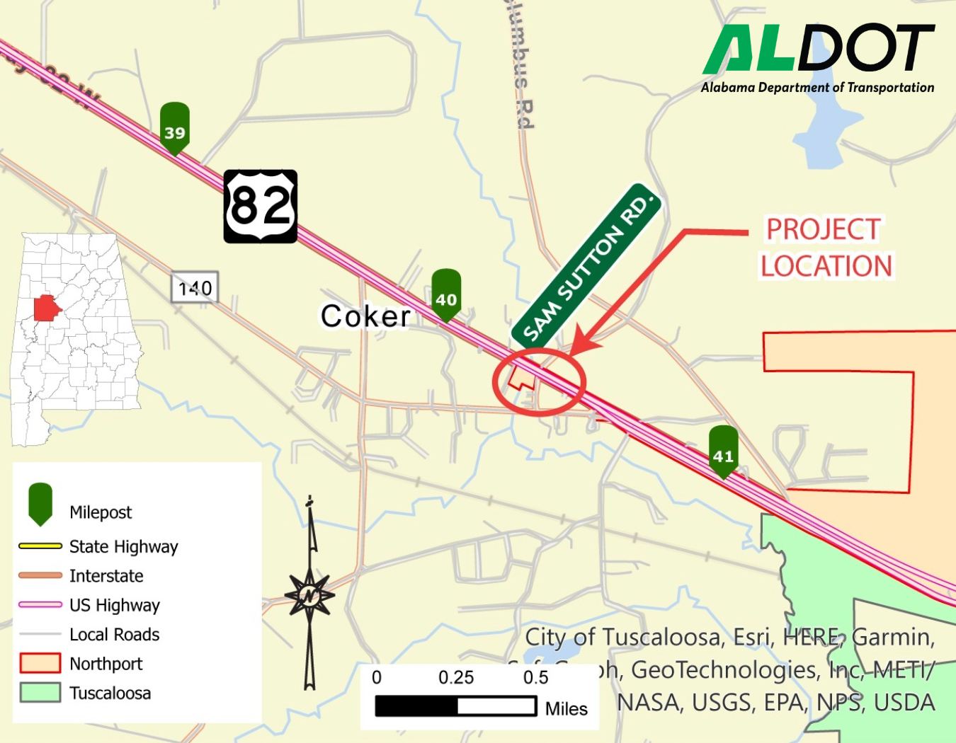 Bridge replacement project map in Coker
