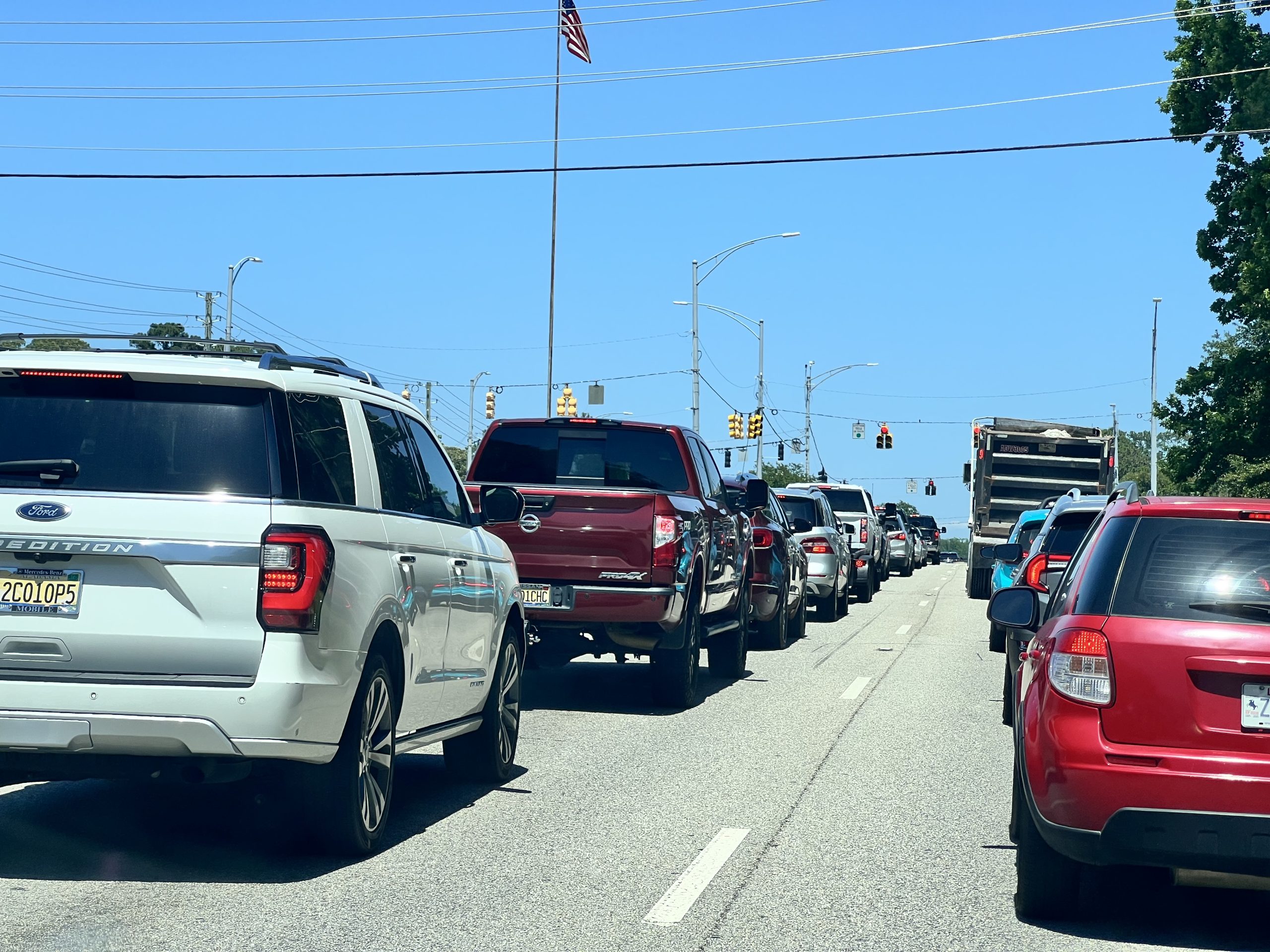 Traffic congestion, holiday weekend traffic.