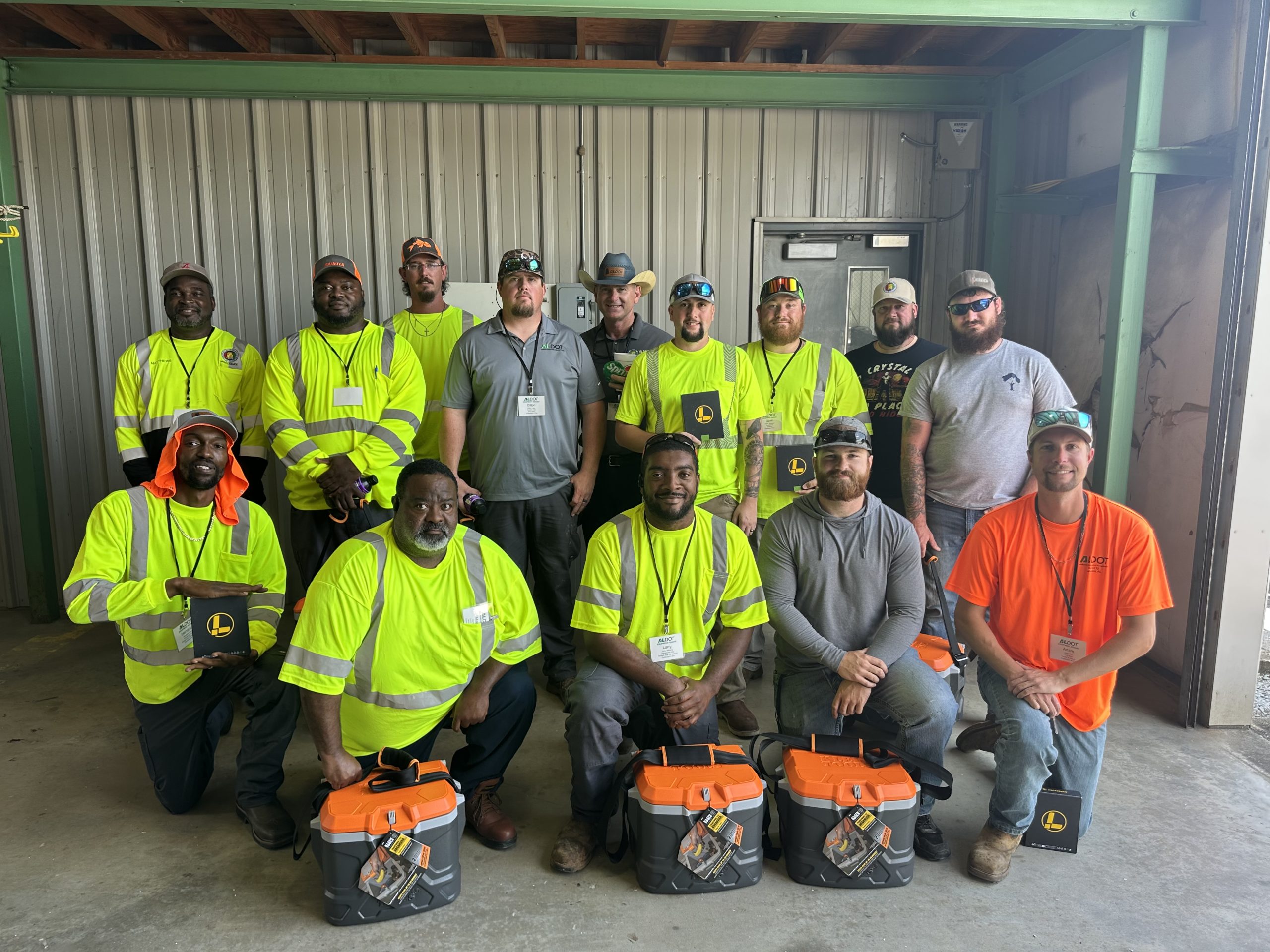The 14 ALDOT employees who placed first or second in the state ROADeo competition held in Montgomery.