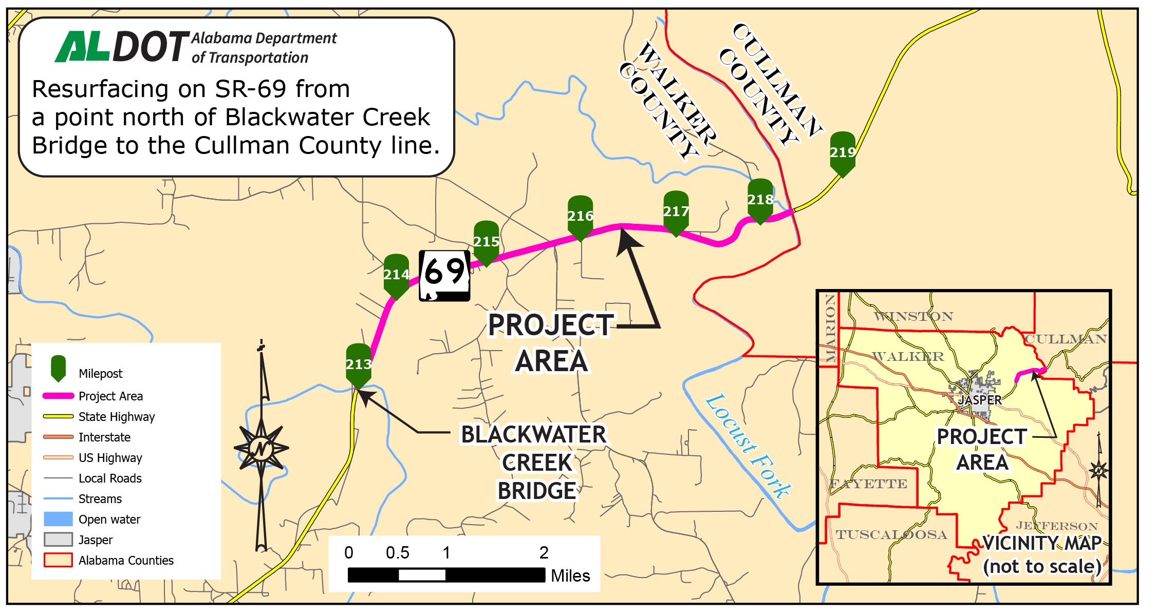 Walker County resurfacing map of SR-69