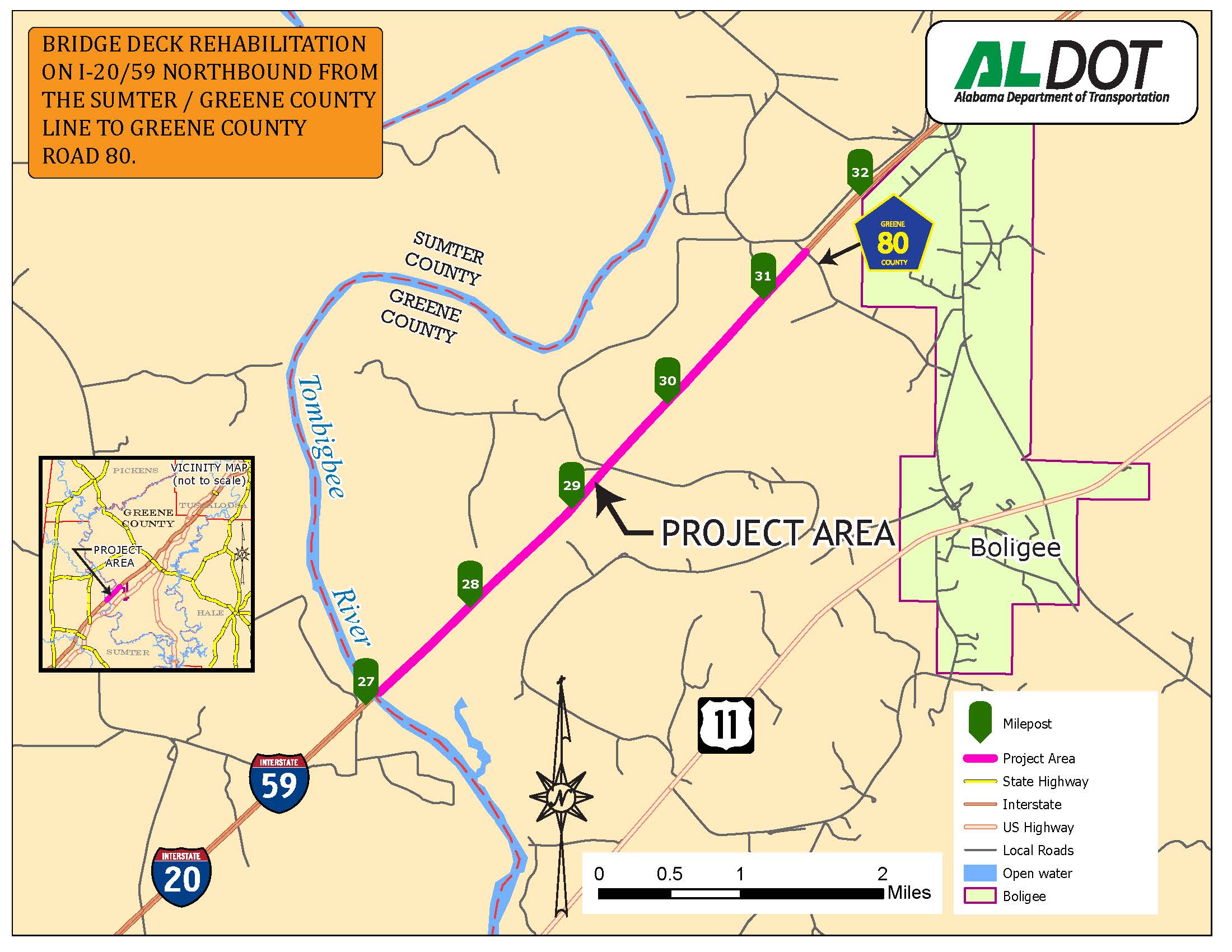 ALDOT to repair bridge decks in Greene County project map