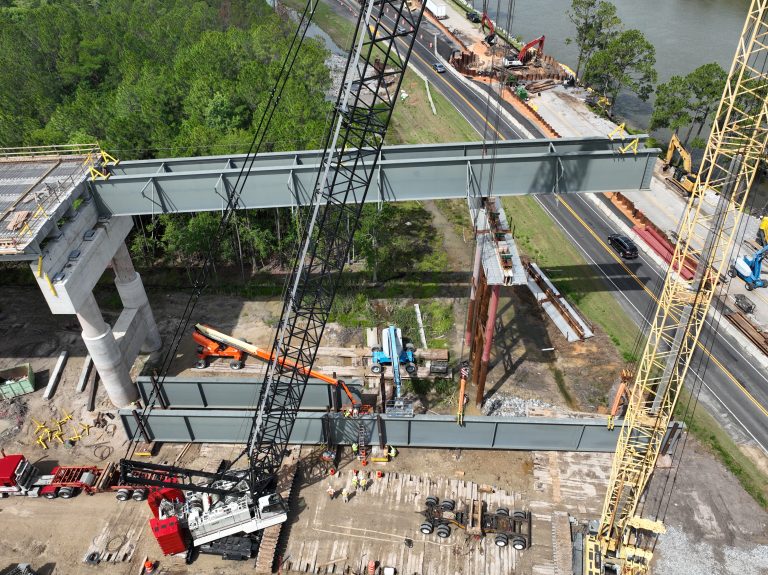 Aerial view steel girders Waterway Bridge Baldwin County