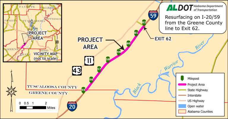ALDOT to resurface portion of I-20/59 in Tuscaloosa County - ALDOT News Hub