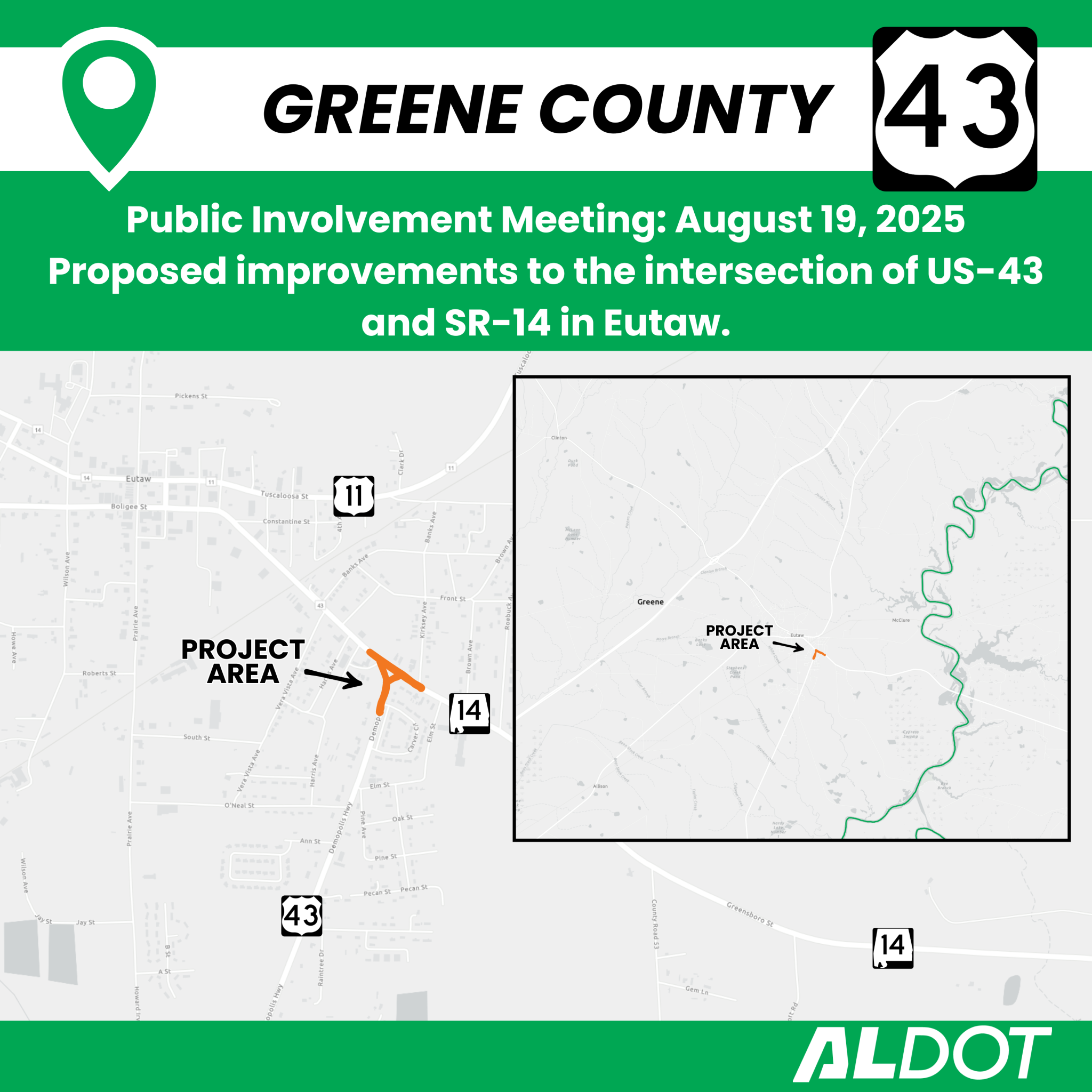 ALDOT to host public involvement meeting in Eutaw - ALDOT News Hub