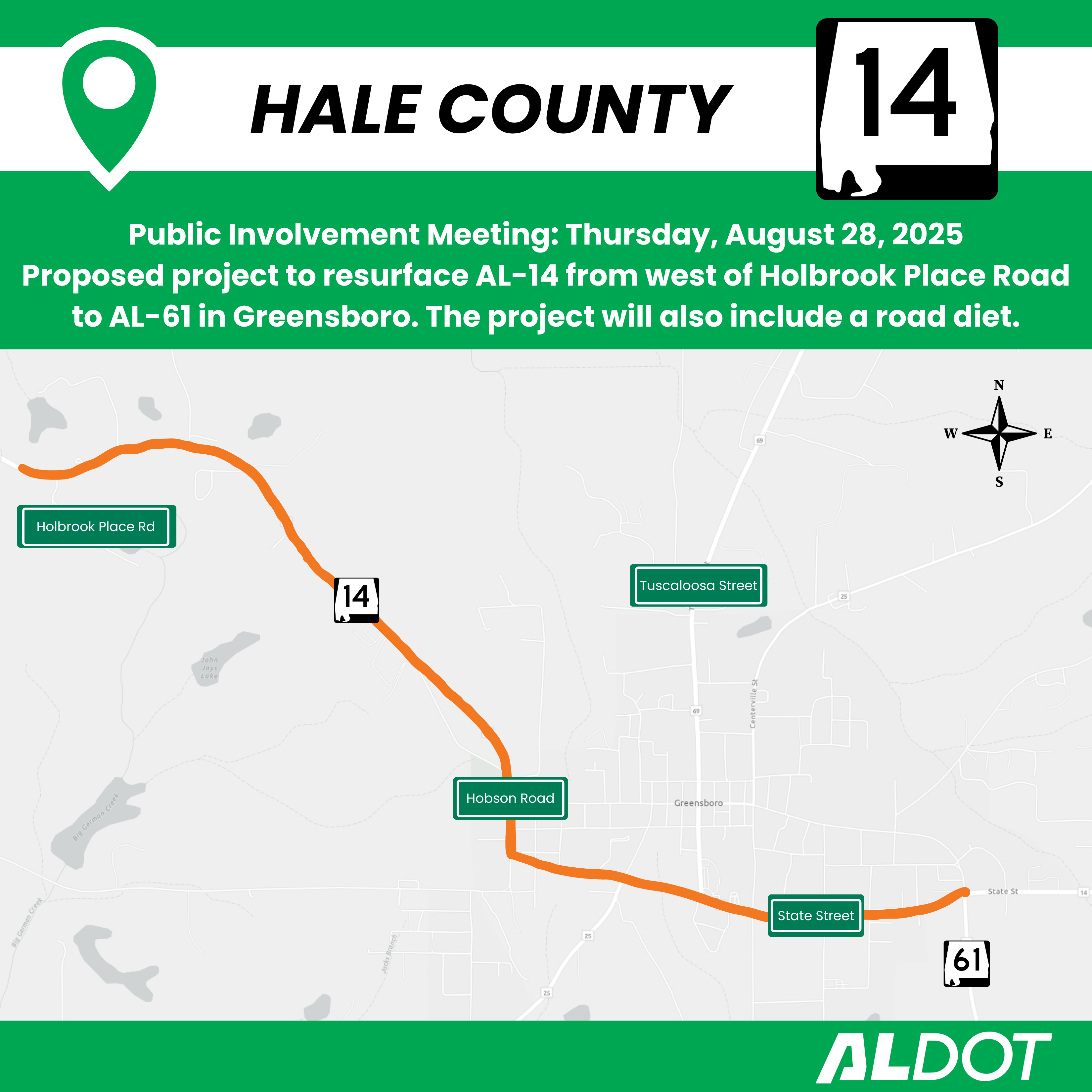 Hale County Resurfacing Map for Public Involvement