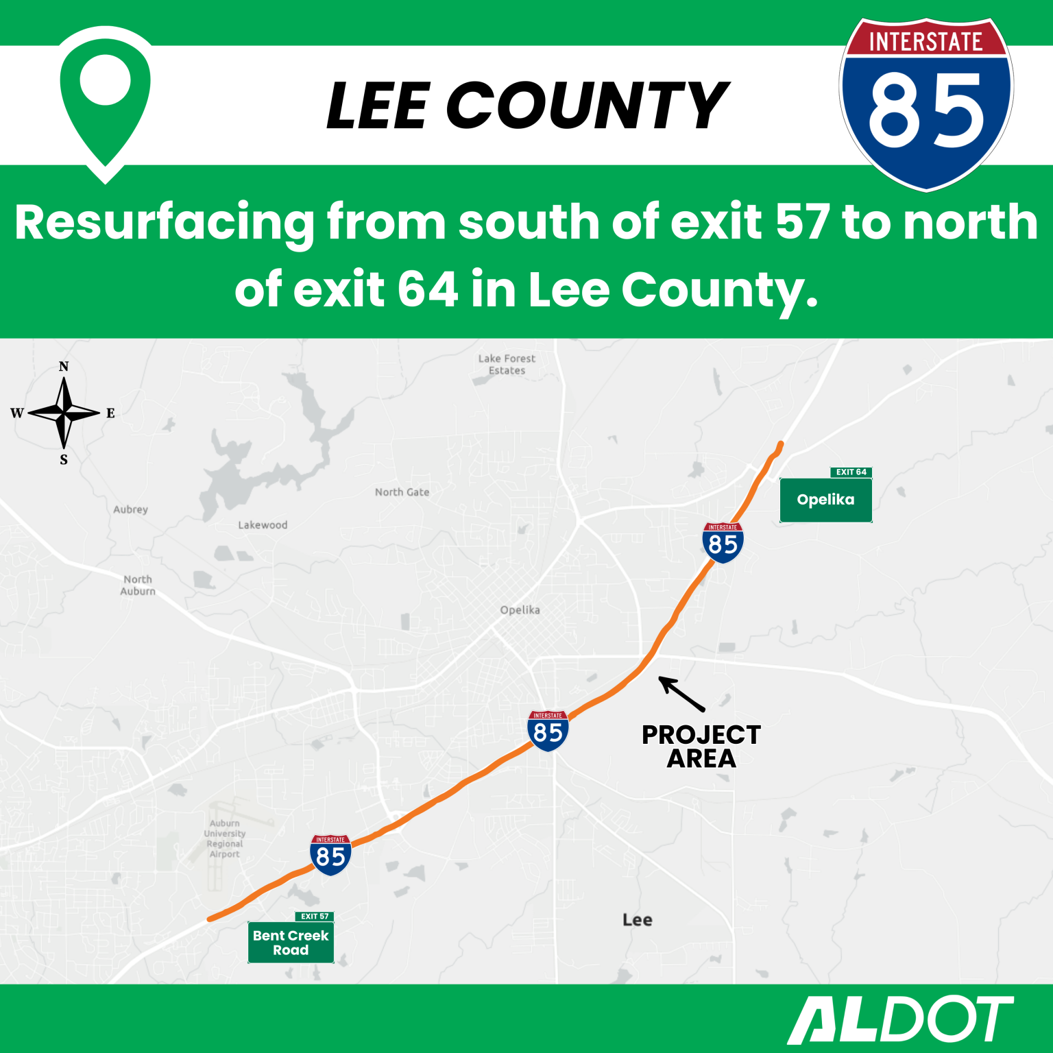 Resurfacing on I-85 in Lee County - ALDOT News Hub