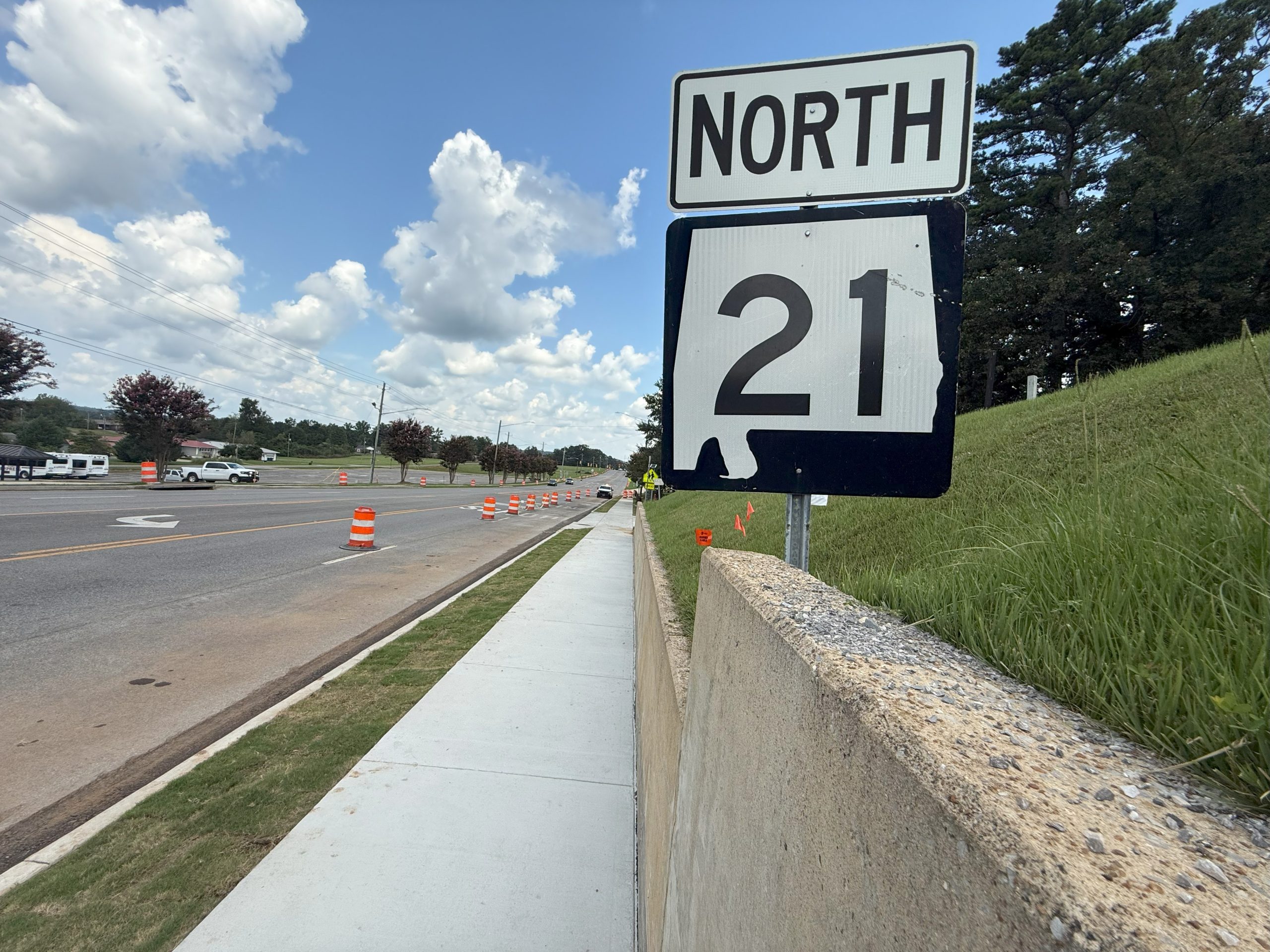 Work on a new sidewalk on a busy section of SR-21 wrapped up time for classes to begin at JSU.