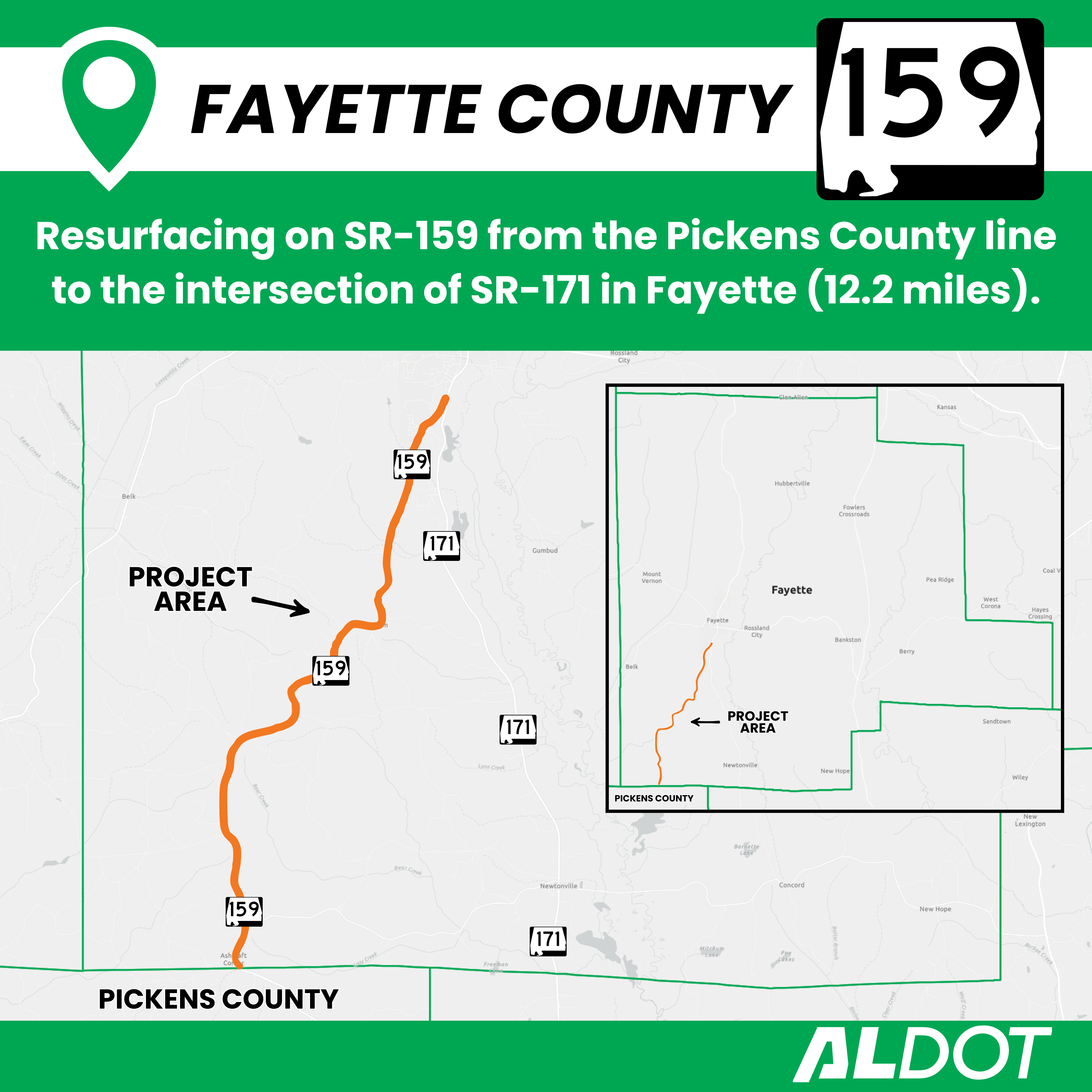 SR-159 Resurfacing Map Fayette County