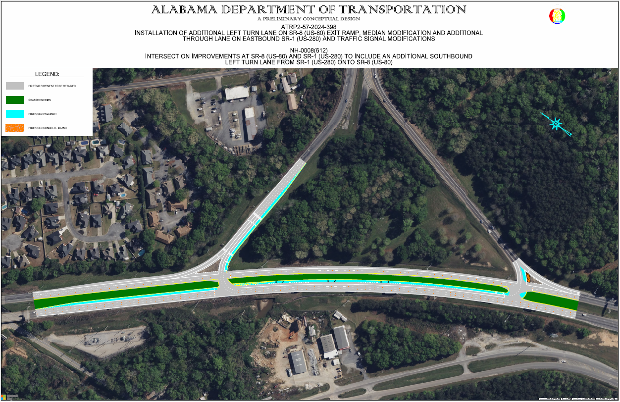 A conceptual map of the work being done at the intersection of US-280 and US-80 in Phenix City.