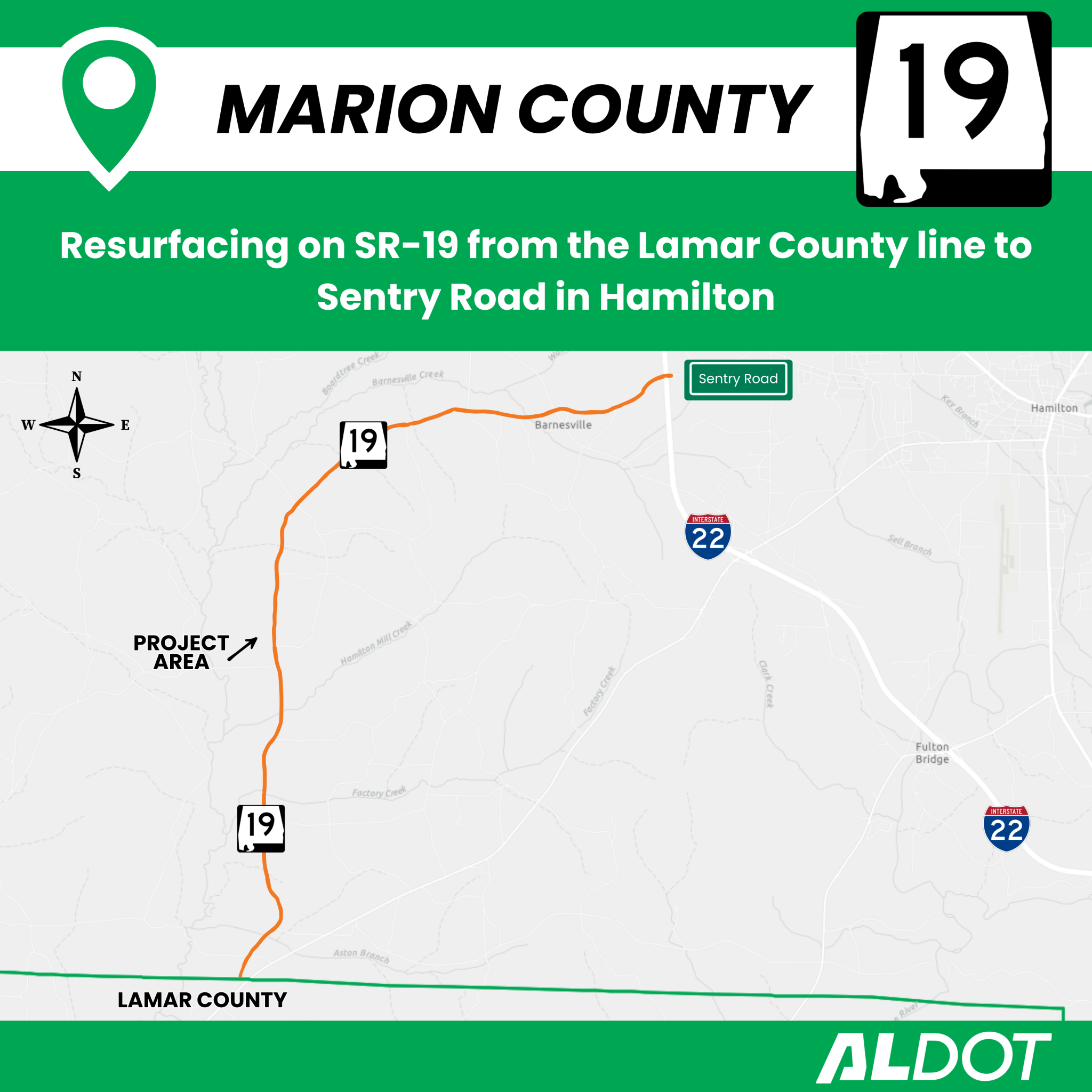 ALDOT to resurface portion of SR-19 in Marion County - ALDOT News Hub