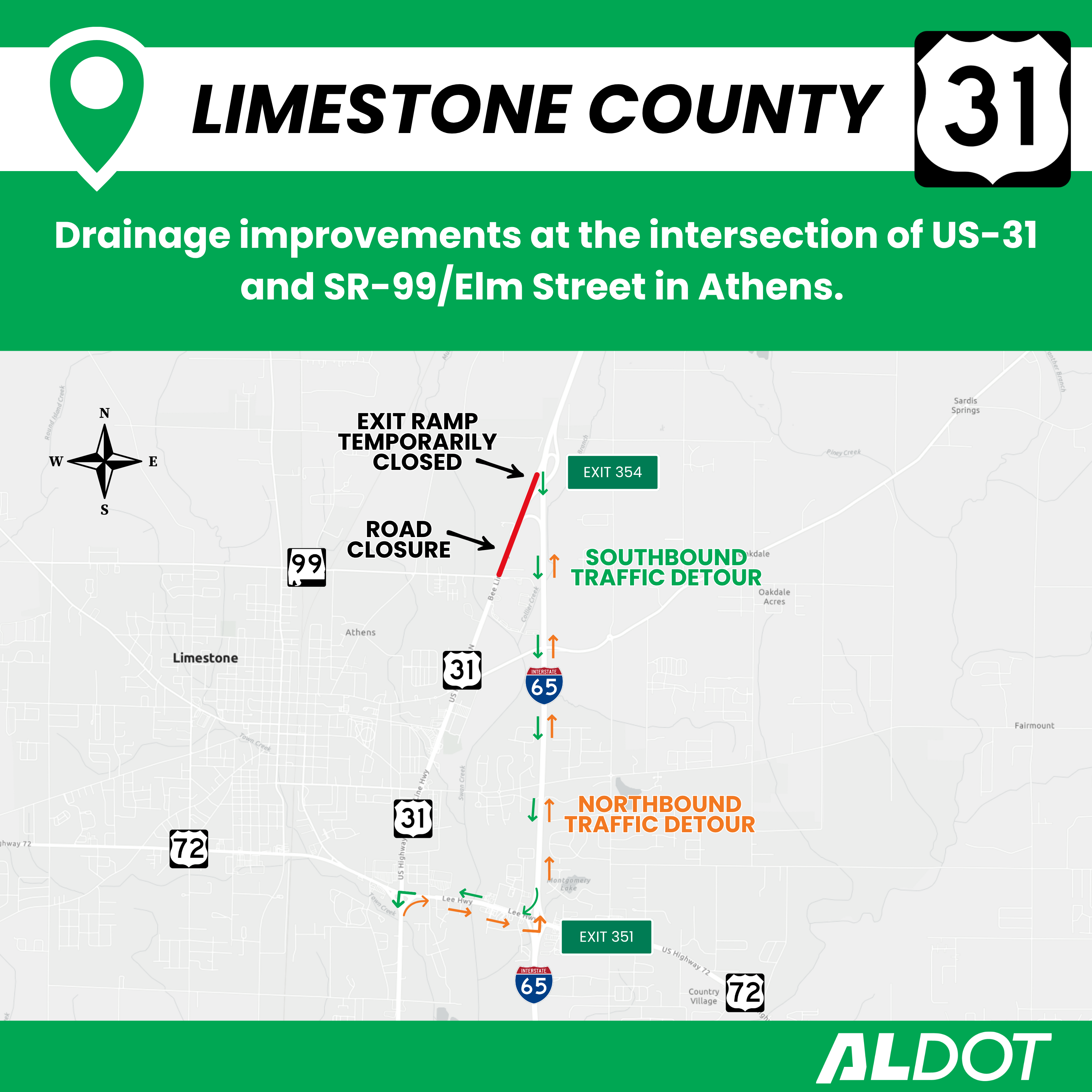 A map showing the planned closure and detour.