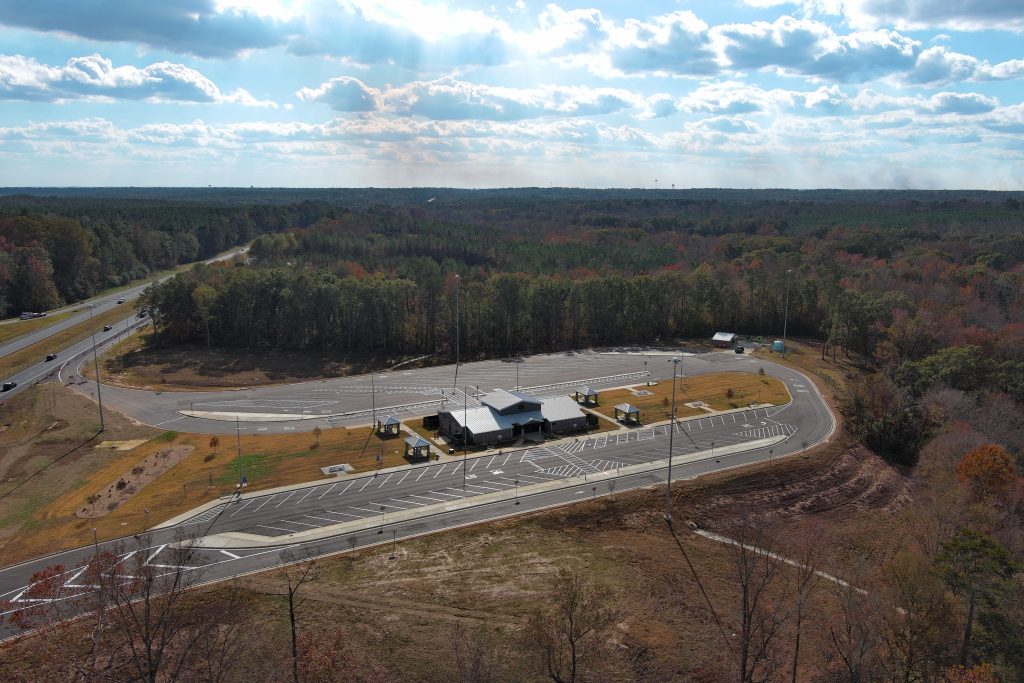 Aerial view of I-65 south rest area in Butler County.