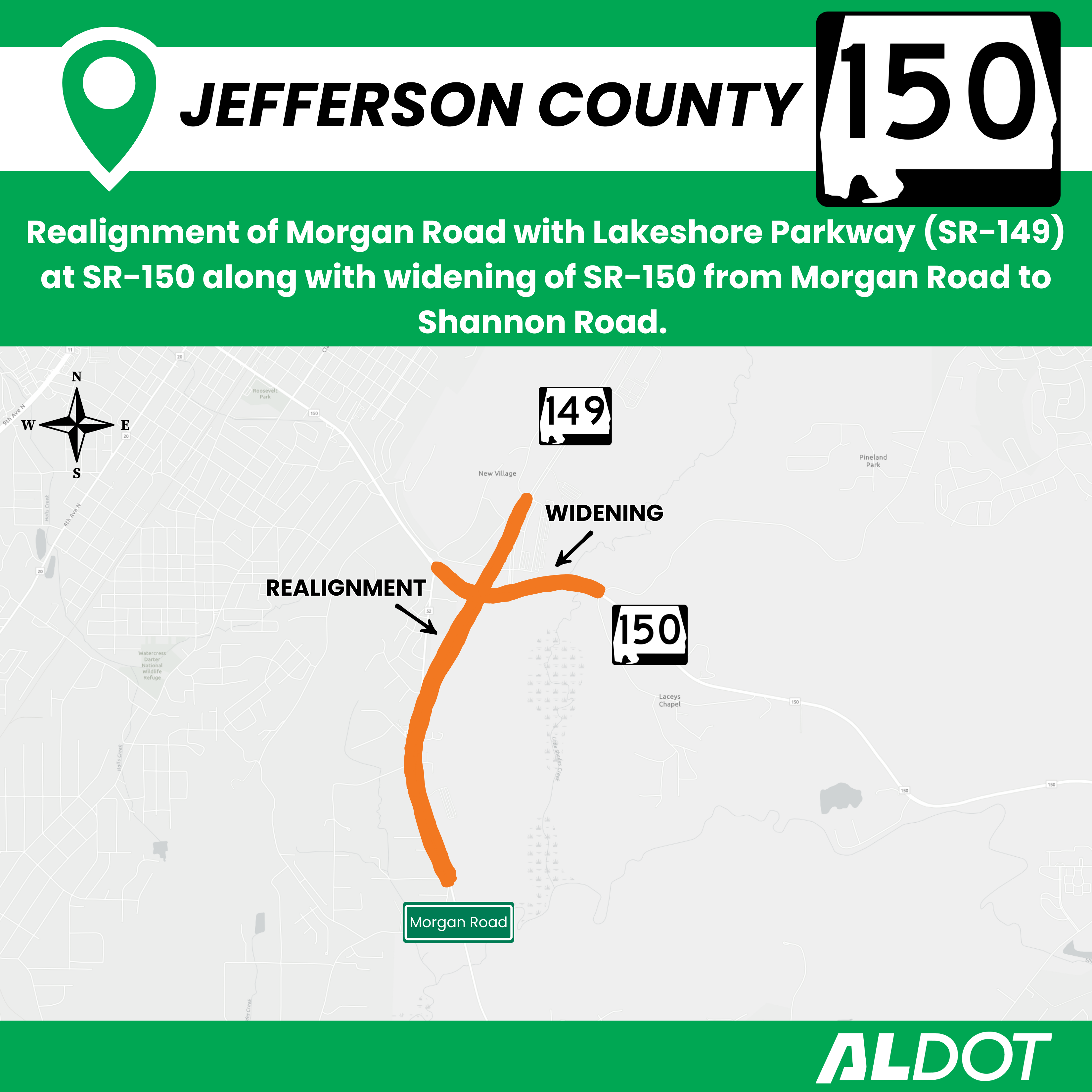 Relocation of Morgan Road Intersection with SR-150 at Lakeshore Parkway.