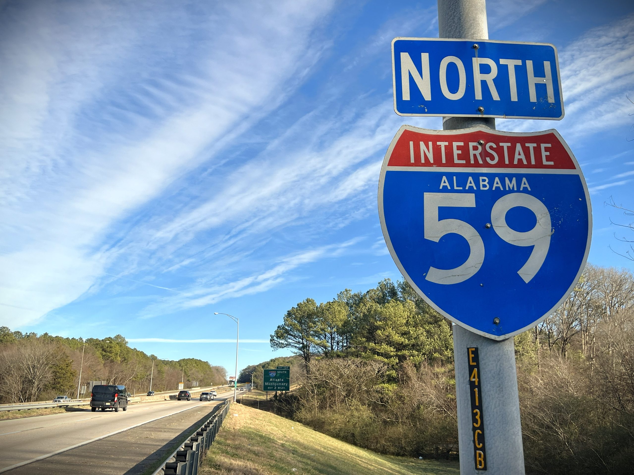 I-59 northbound will narrow to one lane at the I-459 for a short distance.