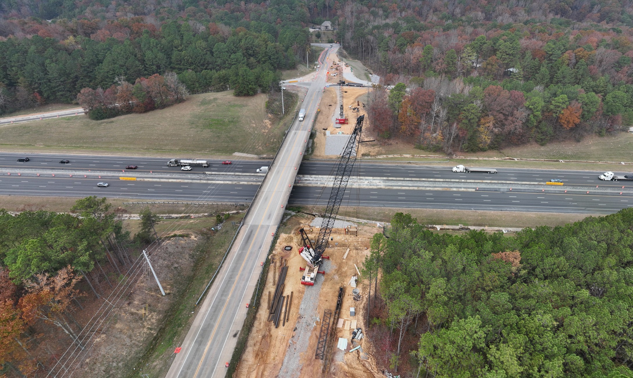 McAshan Road Diverging Diamond Interchange bridge girders will be set next week.