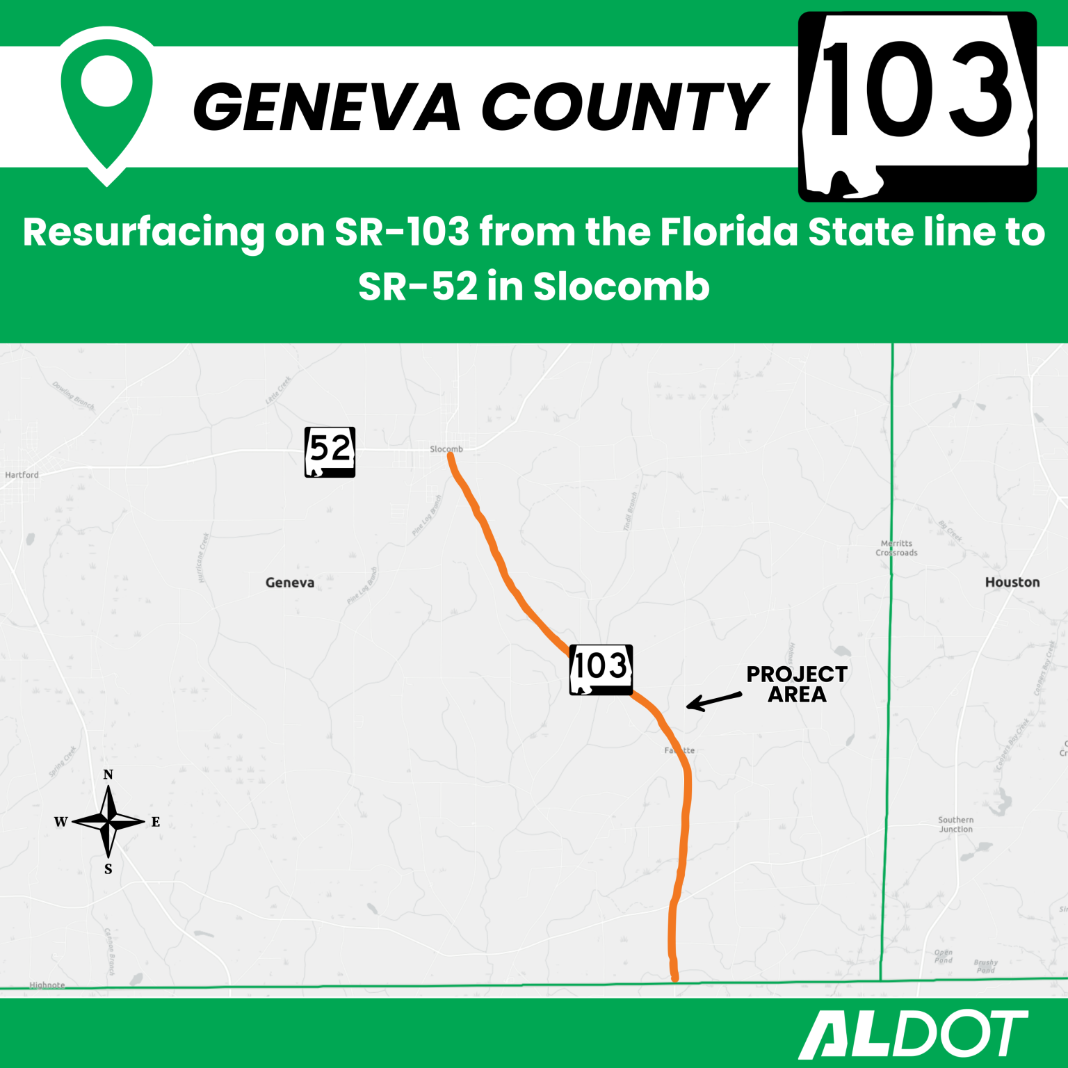 Resurfacing project on SR-103 in Slocomb begins Tuesday - ALDOT News Hub