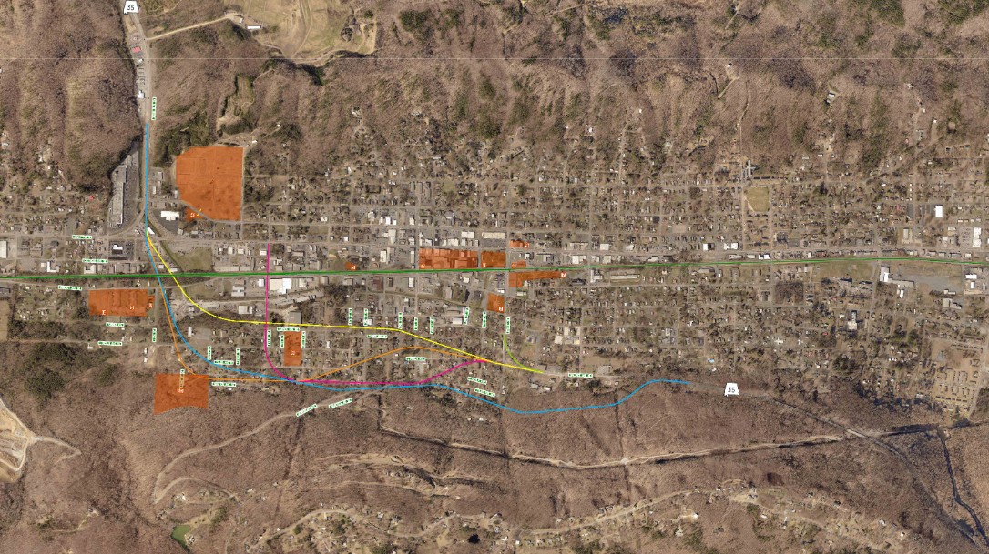 A map showing preliminary alternative alignments for SR-35.
