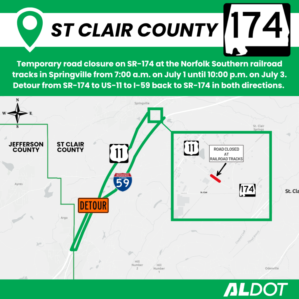 Railroad work requires closure of three highways