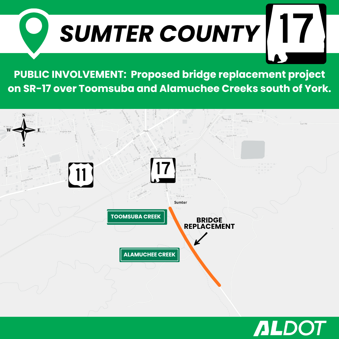 Public Involvement map for Sumter County bridge replacement on SR-17