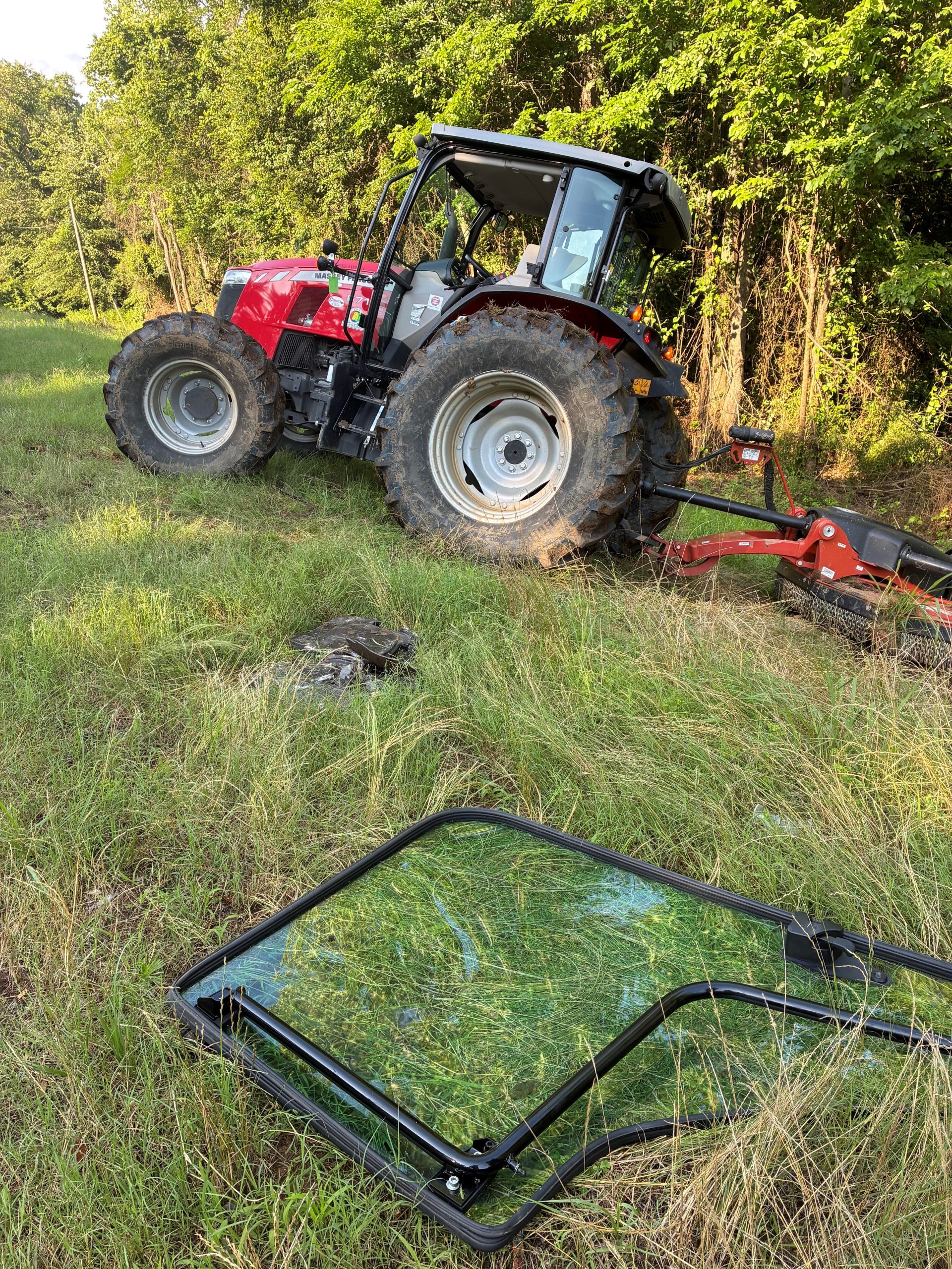 Tractor mower that was involved in a work zone crash.