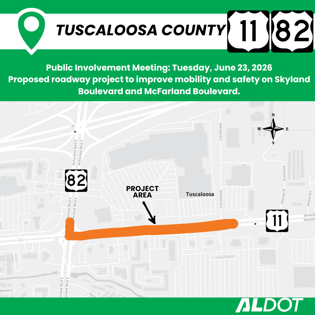 Map of the Tuscaloosa public involvement meeting.