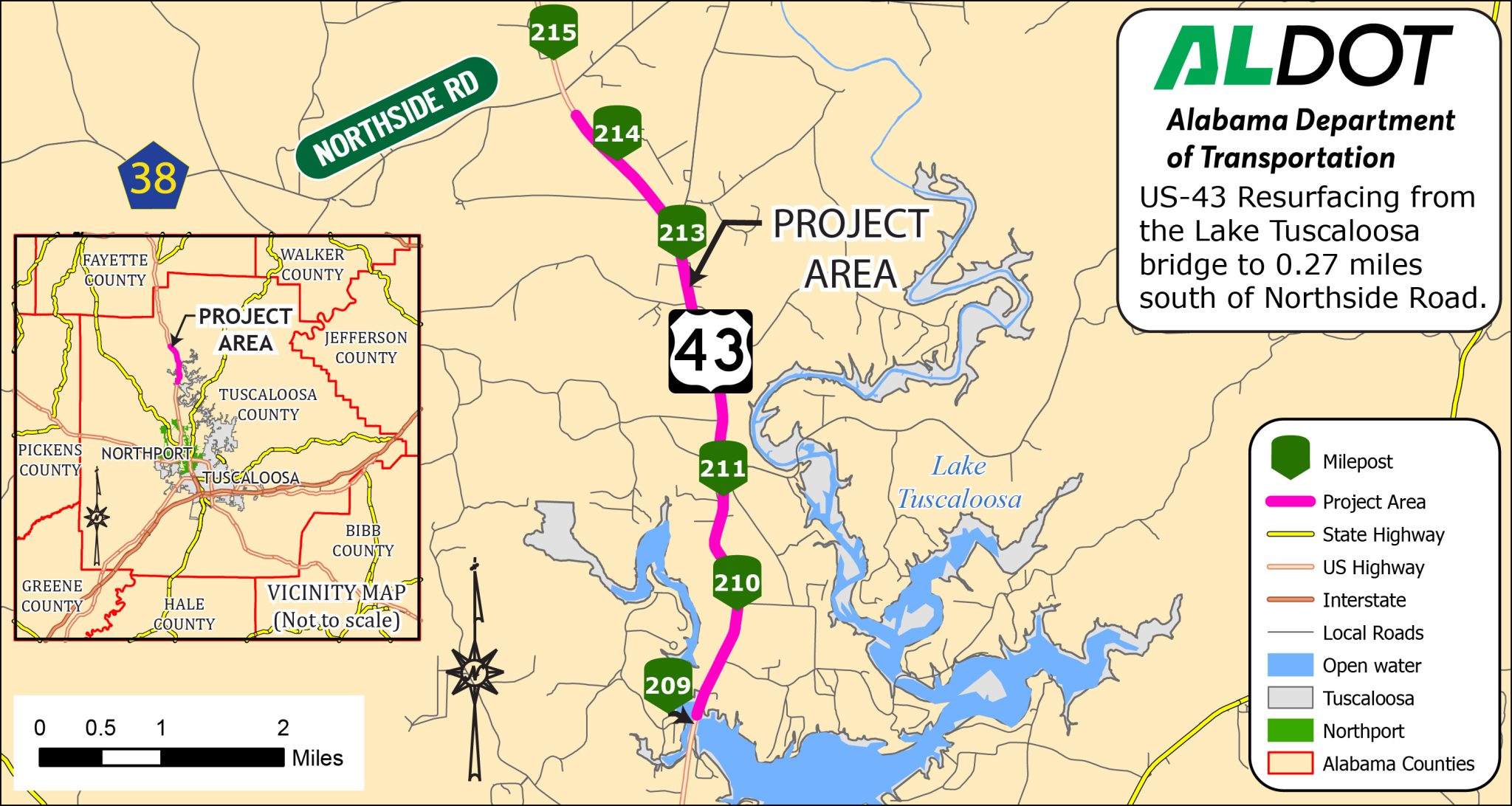 ALDOT to resurface section of US-43 in Tuscaloosa County - ALDOT News Hub